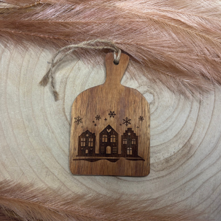 mini borrelplank met kersthuisjes