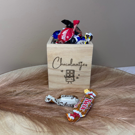 Houten bakje Chocolaatjes